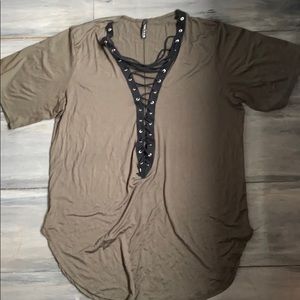 Army green lace up top